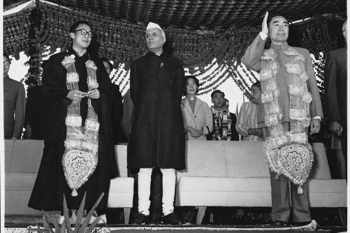 (left to right) The Dalai Lama, Pandit Nehru and Zhou En Lai in 1956, Image Source: Homai Vyarawalla Archives, Alkazi Collection of Photography (left to right) The Dalai Lama, Pandit Nehru and Zhou En Lai in 1956, Image Source: Homai Vyarawalla Archives, Alkazi Collection of Photography