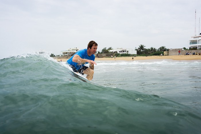 Jonty Rhodes sneaking a wave at the Classic Surf Contest held at Covelong Point, Chennai.